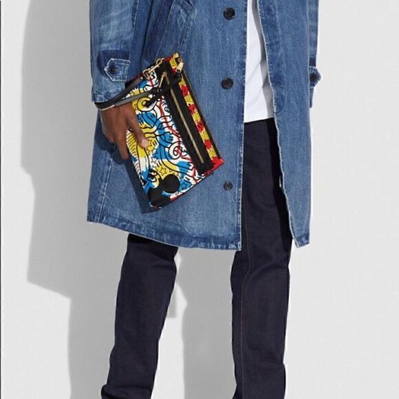 COACH X Disney Mickey X Keith Haring Academy Pouch *Rare Limited Edition nwt